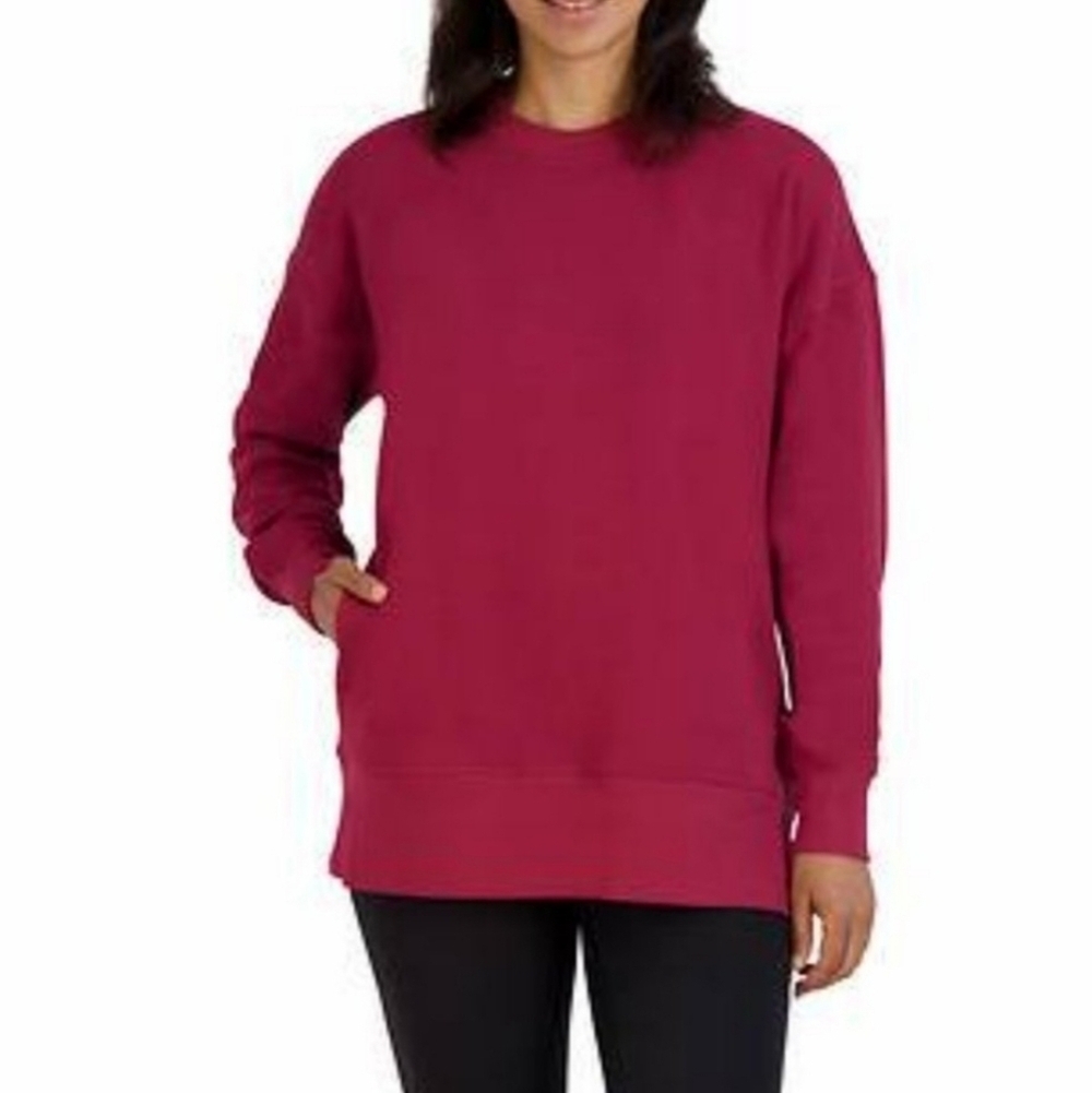Kirkland Signature Sweatshirt Crewneck Cozy Fleece Lined Burgandy Large